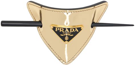 gold prada hair clip|prada leather hair clip.